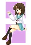  bad_id bad_pixiv_id blue_sailor_collar brown_eyes brown_hair crossed_legs genderswap genderswap_(mtf) kita_high_school_uniform koizumi_itsuki_(female) one_eye_closed sailor_collar school_uniform serafuku sitting solo suzumiya_haruhi_no_yuuutsu yuzuki_(yuduame) 