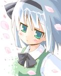  bad_id bad_pixiv_id black_hairband hairband hujikok konpaku_youmu petals ribbon short_hair solo touhou 