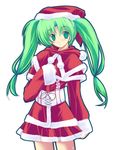  bad_id bad_pixiv_id blue_eyes christmas copyright_request green_hair kuon_itsuki long_hair santa_costume skirt solo twintails 