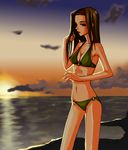  bikini maria-sama_ga_miteru solo sunset swimsuit torii_eriko towada_rin 
