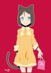  animal_ears blue_eyes brown_hair cat_ears cat_tail copyright_request dress hamamoto_ryuusuke short_hair smile solo tail 