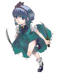  bad_anatomy black_hairband dual_wielding hairband holding katana konpaku_youmu ribbon shimayoshi_(michima) short_hair solo sword touhou weapon 