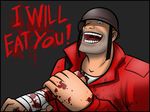 blood gore helmet human limb male meme monster nightmare_fuel painis_cupcake rape_face smile soldier_(team_fortress_2) team_fortress_2 