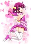  ass bow full_body hair_bow heart hoshizora_miyuki outstretched_hand pink pink_eyes pink_hair pink_skirt pink_vest precure shirt shoes short_hair short_twintails skirt smile_precure! sneakers solo thighhighs twintails vest white_legwear yamaki_suzu 