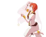  alternate_costume anklet armlet barefoot barefoot_sandals black_eyes bracelet earrings fate/zero fate_(series) jewelry jun_(kyurisin) male_focus orange_hair red_eyes ring simple_background solo uryuu_ryuunosuke veil white_background 