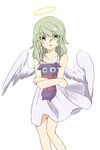  angel bare_shoulders creature doll dress elise_lutus elize_lutus green_eyes green_hair grey_eyes halo tales_of_(series) tales_of_xillia teepo_(tales) tippo white_dress wings 