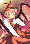  hand_on_own_chest hat highres kinoko5123 mystia_lorelei short_hair sleeves_past_wrists solo touhou wings 