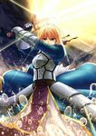 ahoge armor artoria_pendragon_(all) blonde_hair excalibur fate/stay_night fate_(series) kotera_ryou saber solo 