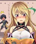  1boy 1girl ahoge bare_shoulders black_hair blush book boots breasts choker coat detached_sleeves jude_mathis marimo_danshaku milla_maxwell multicolored_hair open_mouth pants pixiv_thumbnail red_eyes resized tales_of_(series) tales_of_xillia 