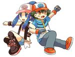  1boy 1girl baseball_cap child cosplay hat hikari_(pokemon) pokemon pokemon_(anime) satoshi_(pokemon) simple_background touko_(pokemon) touko_(pokemon)_(cosplay) touya_(pokemon) touya_(pokemon)_(cosplay) 