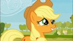  applejack_(mlp) blinking blue_fur blush cowboy_hat cutie_mark duo english_text equine female feral freckles friendship_is_magic fur green_eyes hair hat horse humor loop low_res mammal multi-colored_hair my_little_pony orange_fur outside pony purple_eyes rainbow_dash_(mlp) rainbow_hair smile squint text 