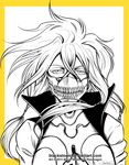  1girl 2011 arrancar artist_name blackstorm bleach copyright_notice espada hollow long_hair monochrome solo tier_harribel watermark web_address 