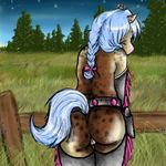  back_turned blue_hair butt equine female hair horse mammal nude pussy solo yunicoon 