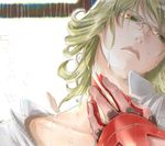  barnaby_brooks_jr blonde_hair dual_persona gauntlets glasses green_eyes jacket male_focus md5_mismatch nasuo224 power_armor tiger_&amp;_bunny upper_body wet wet_hair 