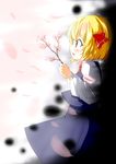  blonde_hair blush branch cherry_blossoms darkness highres profile rumia short_hair solo touhou you_shugyouchuu 