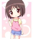  amagami black_hair brown_eyes chibi mirai_(sugar) shorts smile solo tachibana_miya 