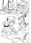  :3 animal_ears blush bunny_ears comic greyscale highres hoshino_souichirou konpaku_youmu konpaku_youmu_(ghost) long_hair monochrome multiple_girls myon_(phrase) panties reisen_udongein_inaba short_hair striped striped_panties touhou translated underwear 