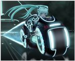  crossover grid hatsune_miku led_details light_cycle teal_eyes teal_hair techno tron_legacy vocaloid 