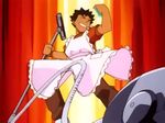  1boy animated animated_gif apron dress epic grin lowres male male_focus pokemon smile solo takeshi_(pokemon) vacuum vacuum_cleaner 