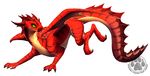  ambiguous_gender dragon falvie feral green_eyes khyaber plain_background red_skin scalie solo white_background wings 