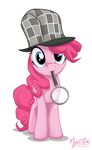  deerstalker deerstalker_hat equine female feral friendship_is_magic hat horse looking_at_viewer magnifying_glass mammal my_little_pony mysticalpha pinkie_pie_(mlp) plain_background pony solo white_background 