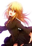  backlighting bad_id bad_pixiv_id blonde_hair cassock cross dress fate/protoreplica fate/stay_night fate_(series) genderswap genderswap_(mtf) gilgamesh long_hair ponytail red_eyes sidelocks solo uka_(color_noise) white_background 