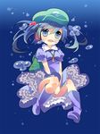  bad_id bad_pixiv_id bag blue_eyes blue_hair blush hair_bobbles hair_ornament hat kawashiro_nitori key open_mouth short_hair sie-sie skirt smile solo touhou two_side_up 