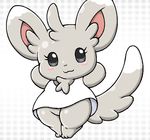  arms_behind_head big_ears blush bottomless chest_tuft chinchilla clothed clothing eyelashes fur grey_eyes hair_tuft half-dressed jp-diamond long_tail looking_at_viewer mammal minccino nintendo pok&#233;mon pok&eacute;mon rodent solo standing tuft video_games wide_hips 
