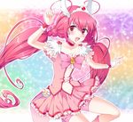  awayuki_ramika bad_id bad_pixiv_id bike_shorts bow choker cure_happy hoshizora_miyuki magical_girl pink_bow pink_choker pink_eyes pink_hair pink_skirt precure skirt smile_precure! solo tiara twintails 