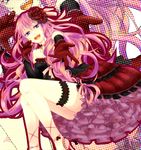  :d blue_eyes colorized flower gloves hair_flower hair_ornament highres jellylily long_hair megurine_luka open_mouth outstretched_hand pink_hair ribbon rose smile solo very_long_hair vocaloid 