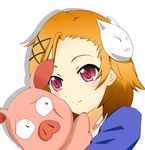  accel_world arita_haruyuki cat_hair_ornament hair_ornament hairclip highres kurashima_chiyuri orange_hair pig red_eyes 