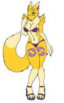  blue_eyes breasts canine clothed clothing digimon ear_piercing facial_piercing female for fox high_heels lip_piercing mammal milf mother navel_piercing parent piercing plain_background renamon skimpy solo swimsuit tanga thighs twilight_foxremix white_background wide_hips 