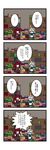  4koma bat_wings black_wings book braid chibi closed_eyes comic dora_ita grey_hair head_wings highres izayoi_sakuya koakuma long_hair maid_headdress multiple_girls red_hair short_hair table touhou translated twin_braids wings 