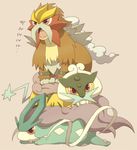  entei fangs gen_2_pokemon jippe lowres minimized no_humans open_mouth pokemon pokemon_(creature) raikou suicune 