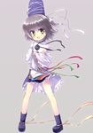  bad_id bad_pixiv_id crossed_arms hat japanese_clothes mononobe_no_futo short_hair silver_hair skirt smile solo touhou unjou_takehiro wind wind_lift yellow_eyes 