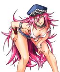  aozoraichi armlet bent_over big_hair breasts cleavage collar come_hither cuffs denim denim_shorts downblouse final_fight green_eyes hand_on_hip handcuffs hat highres legs licking_lips long_hair long_legs medium_breasts midriff nail_polish naughty_face peaked_cap pink_hair poison_(final_fight) short_shorts shorts sideboob solo studded_collar tank_top thighs tongue tongue_out very_long_hair 