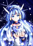  aoki_reika arvalion bad_id bad_pixiv_id blue blue_background blue_eyes blue_hair bow bowtie brooch choker cure_beauty eyelashes hair_tubes head_wings highres jewelry light_particles long_hair magical_girl precure sidelocks smile smile_precure! solo tiara wrist_cuffs 