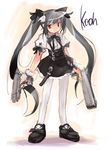  :3 animal_ears black_hair cat_ears character_name dual_wielding e=mc2_(mosimosi) gun handgun holding kooh lolita_fashion long_hair pangya pantyhose pistol red_eyes skull solo twintails weapon white_legwear 