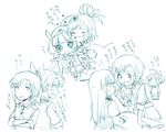  aoki_reika blue cure_beauty cure_sunny hair_ornament hairclip hino_akane_(smile_precure!) hug hug_from_behind magical_girl midorikawa_nao monochrome multiple_girls necktie ponytail precure sanpachishiki_(gyokusai-jima) school_uniform smile_precure! tiara 