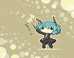  alternate_costume antennae bow bowtie dart formal green_hair kurokoori short_hair solid_circle_eyes solo suit touhou wide_face wriggle_nightbug 