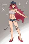  bad_id bad_pixiv_id big_hair blue_eyes blue_shorts breasts character_name choker cuffs cutoffs denim denim_shorts final_fight handcuffs hat high_heels kyosu large_breasts long_hair peaked_cap pink_hair poison_(final_fight) riding_crop shoes short_shorts shorts solo sparkle tank_top 