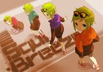  blue_eyes eyewear_on_head green_hair gumi multiple_girls sunglasses tomioka_jirou vocaloid 