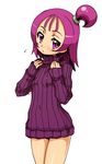  1girl child ojamajo_doremi purple_eyes purple_hair segawa_onpu sentarou side_ponytail simple_background sweater 