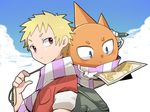  blonde_hair bobobo-bo_bo-bobo don_patch hatanko map scarf spikes 