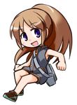  :d bag blue_eyes brown_hair jacket jumping kugelschreiber messenger_bag open_mouth ponytail saki saki_achiga-hen shoulder_bag sleeveless sleeveless_track_jacket smile takakamo_shizuno track_jacket 