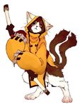  1boy animal animal_ears arc_system_works blazblue cat eyepatch furry hood jubei_(blazblue) katana multiple_tails red_eyes sword tail weapon 