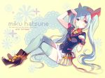  animal_ears bad_id bad_pixiv_id blue_eyes blue_hair candy cat_ears engrish food hat hatsune_miku horiizumi_inko lollipop long_hair mouth_hold paw_pose ranguage sitting solo thighhighs twintails vocaloid 