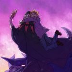  black_eyes black_hair book brown_hair fate/zero fate_(series) hug male_focus multiple_boys purple purple_background scr.e uryuu_ryuunosuke 