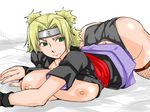  big_breasts blonde_hair breasts head_band naruto shot_hairbent_over temari 