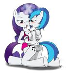  anthro anthrofied blue_eyes blue_hair blush cutie_mark duo equine female friendship_is_magic hair horn horse kneeling lesbian long_hair magic mammal my_little_pony nightwear panties pony purple_hair rarity_(mlp) red_eyes short_hair the-chaos-theory two_tone_hair underwear unicorn vinyl_scratch_(mlp) 